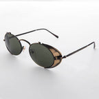 Steampunk Goggle Sunglass with Side Shields Vintage - Orson - Antique Bronze / Green Lens