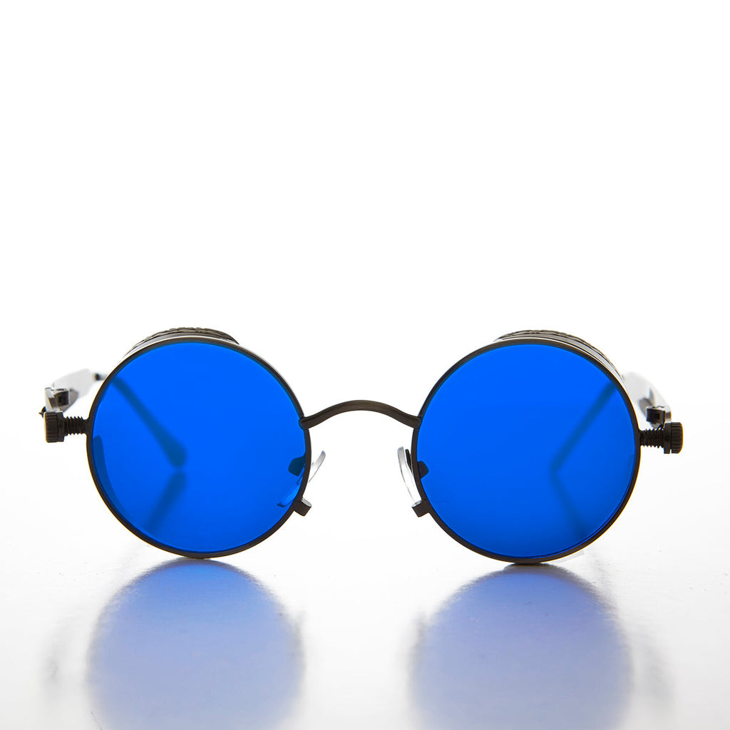 Round Steampunk Goggle Sunglass with Tinted Lenses - Orwell 2
