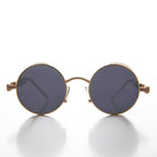 Gold Round Steampunk Goggle Sunglass with Spring Temples - Orwell 1 - Gold / Brown Lens