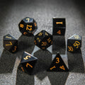 Obsidian D&D Gemstone Dice Set + Gold Numbers