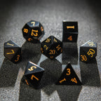 Obsidian D&D Gemstone Dice Set + Gold Numbers