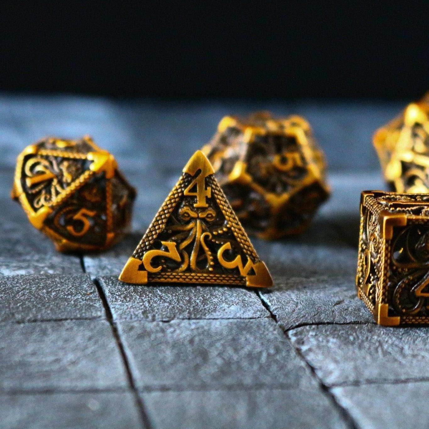 Octopus Gold Hollow Metal DND Dice Set - Only 1 D20