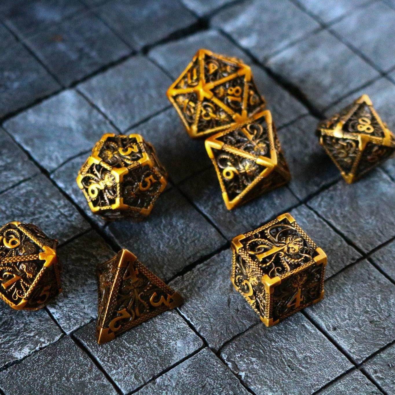 Octopus Gold Hollow Metal DND Dice Set - Only 1 D20