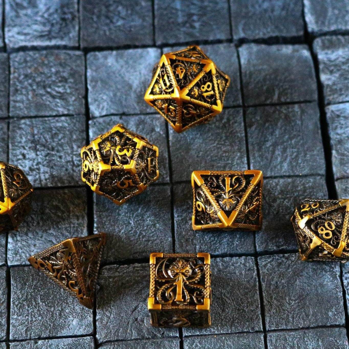 Octopus Gold Hollow Metal DND Dice Set - Only 1 D20