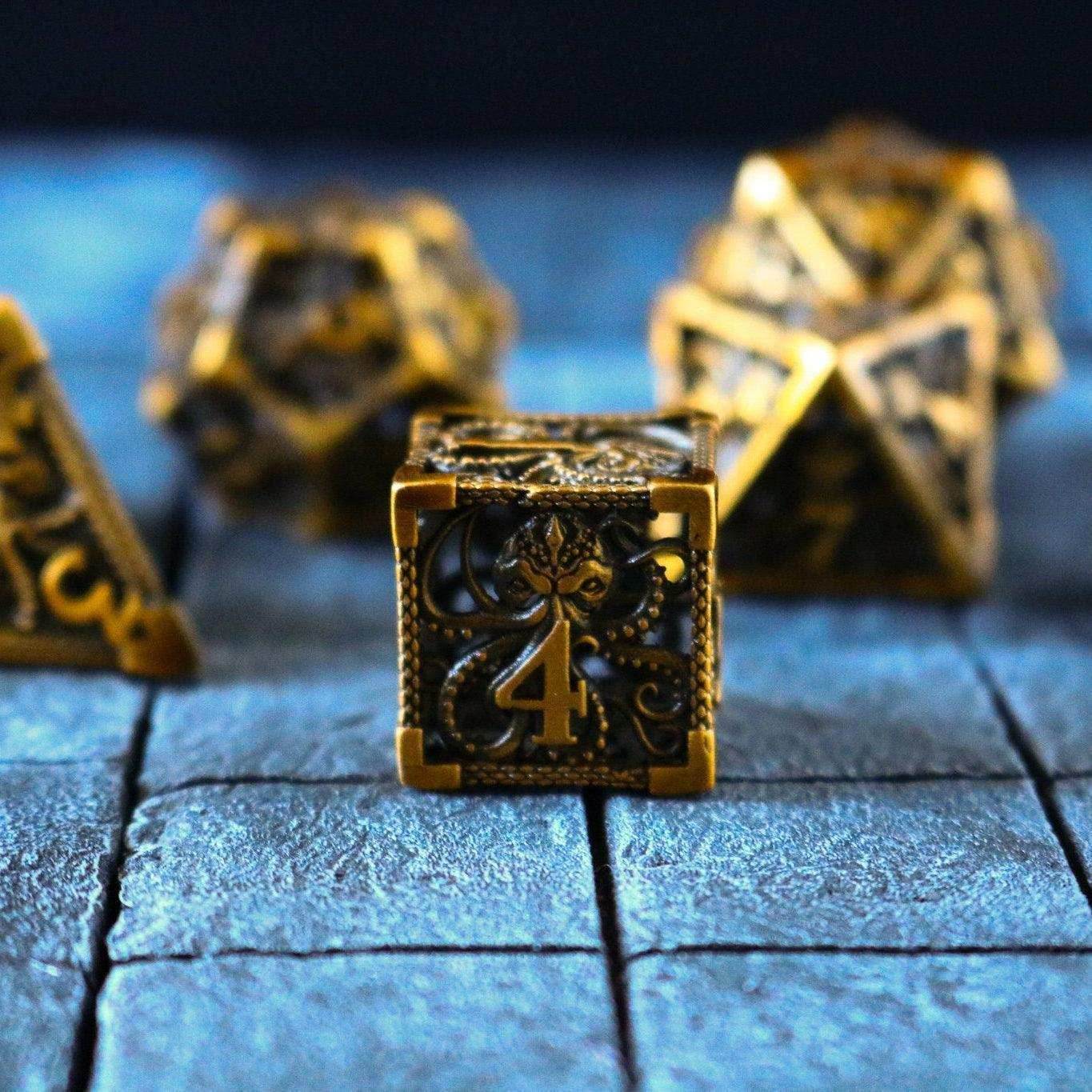 Octopus Gold Hollow Metal DND Dice Set - Only 1 D20