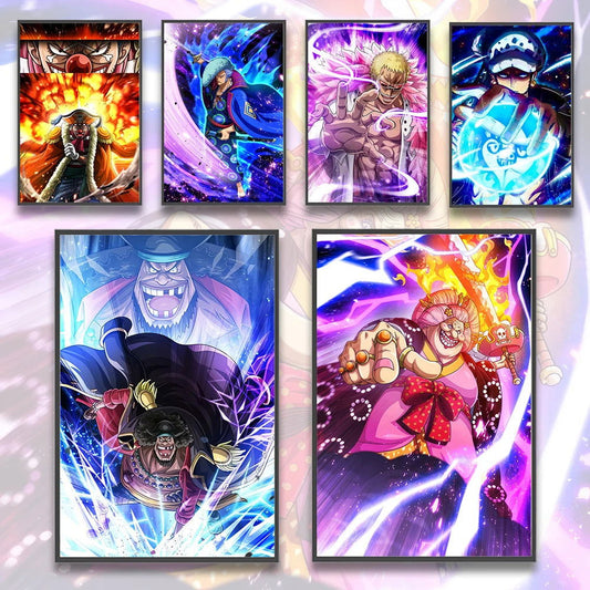 One Piece Anime Self-adhesive Poster, Anime Wall Art Wallpaper Home Decoration Painting Wall Art For Bedroom