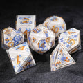 Oriental Charm - Transparent Resin Blue and White Porcelain Dice Set