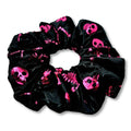 Pink Skeleton Velvet Halloween Scrunchie - 