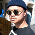 Round Gold Metal Goth Steampunk Sunglass - Ivan 4 - Gold / Brown Lens