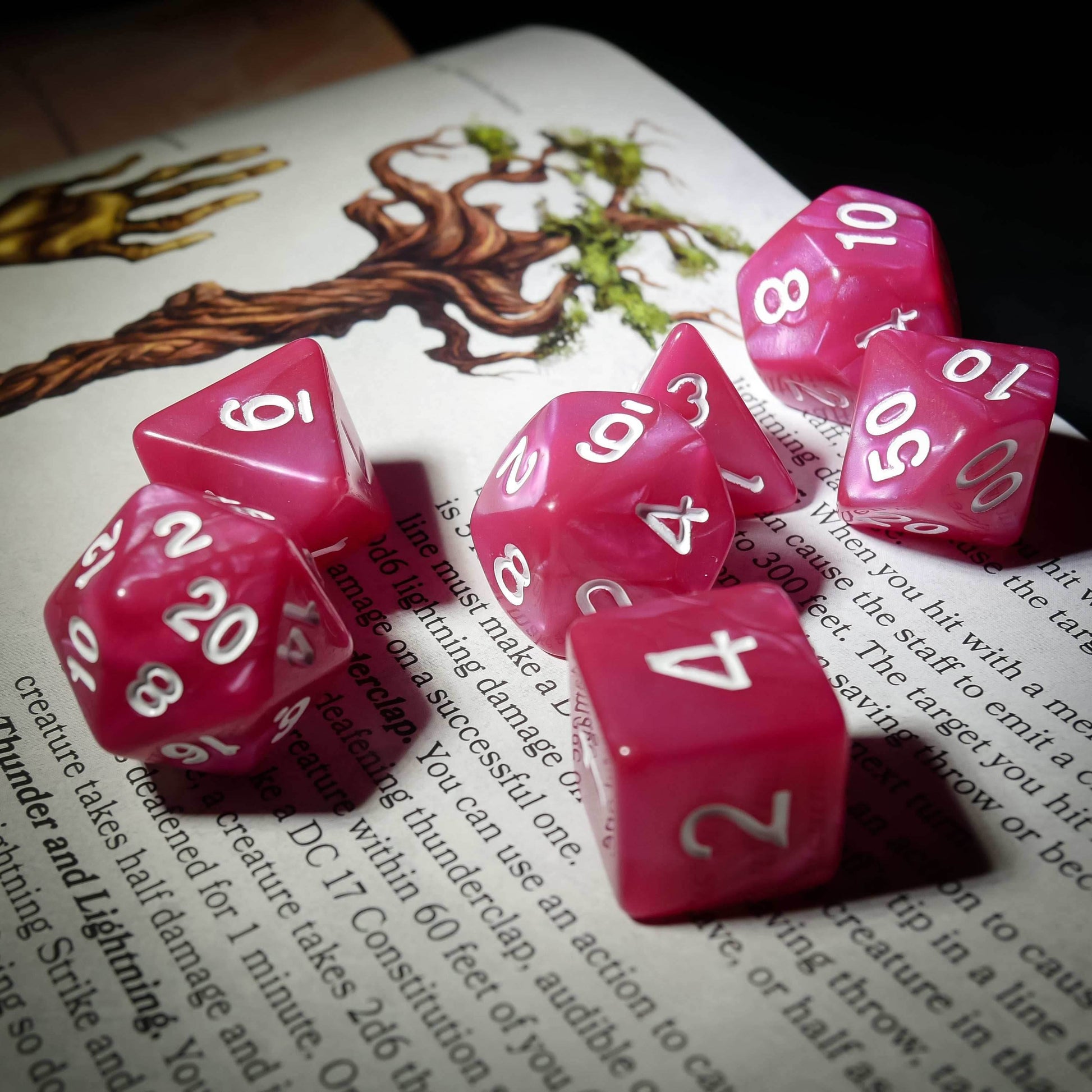 Rose Garden - 7 Piece DnD Dice Set | Acrylic RPG Gaming Dice - 