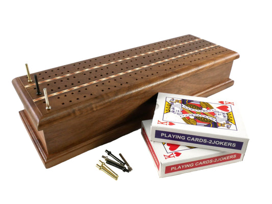 Cribbage - Inlaid Cribbage Box with Cards - 