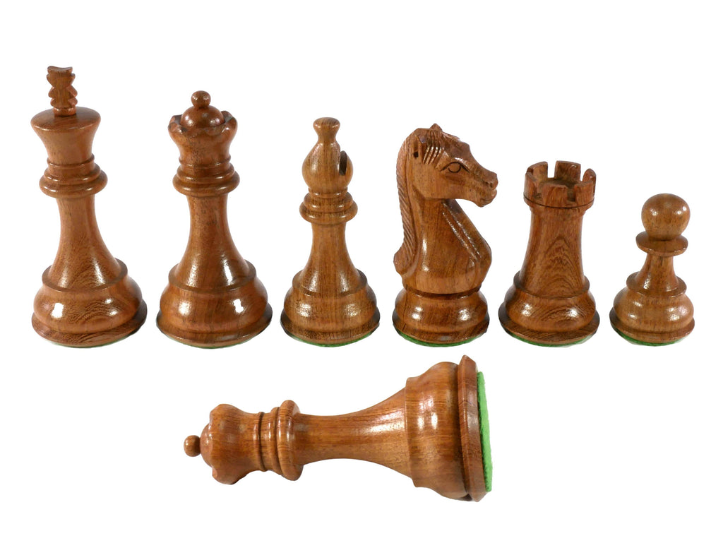 Chess Pieces - 4” Majestic Acaciawood/Boxwood Chess Pieces - 