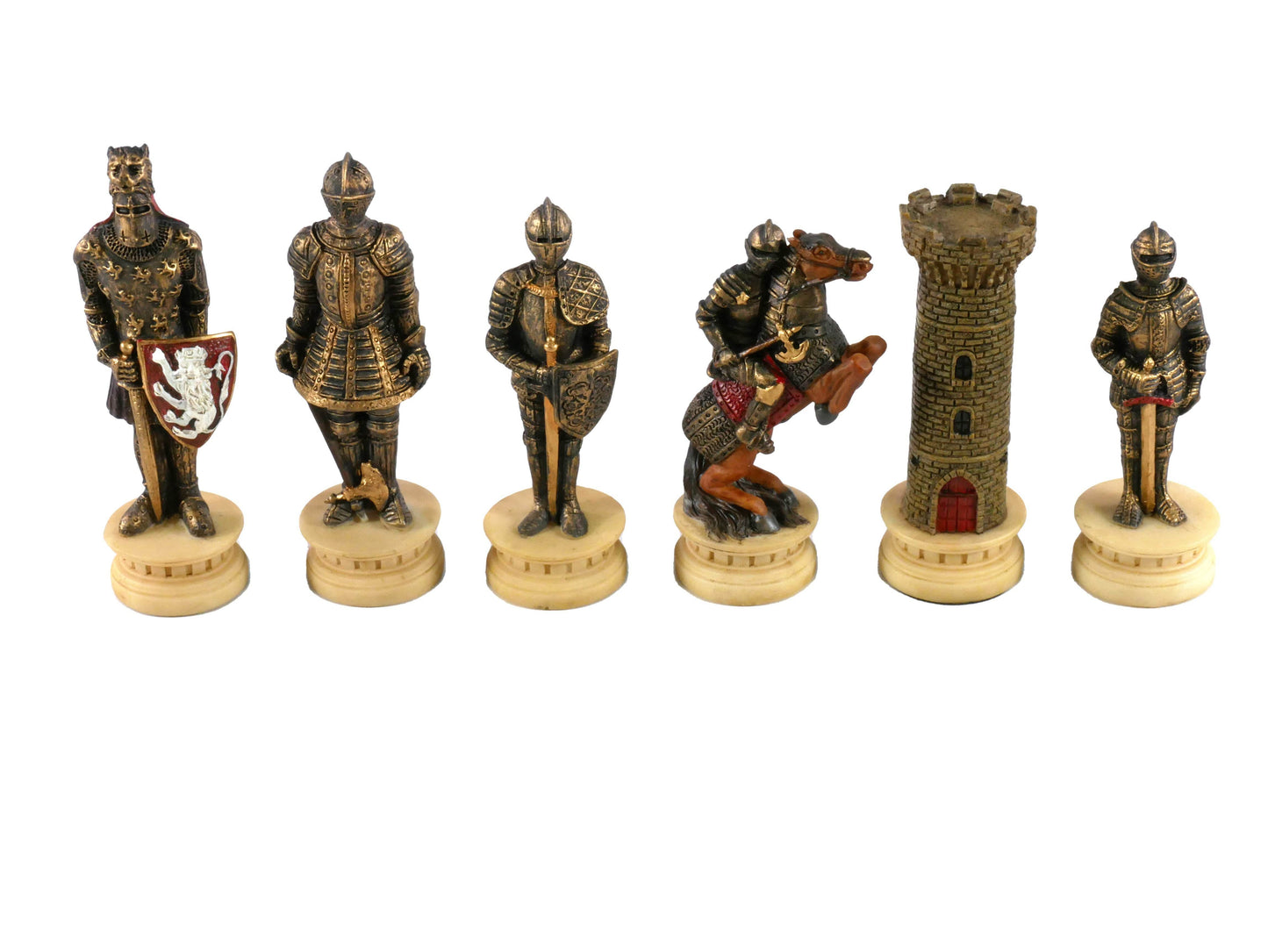 Chess Pieces - Knights in Armor Hand Painted Resin Chess Pieces - 