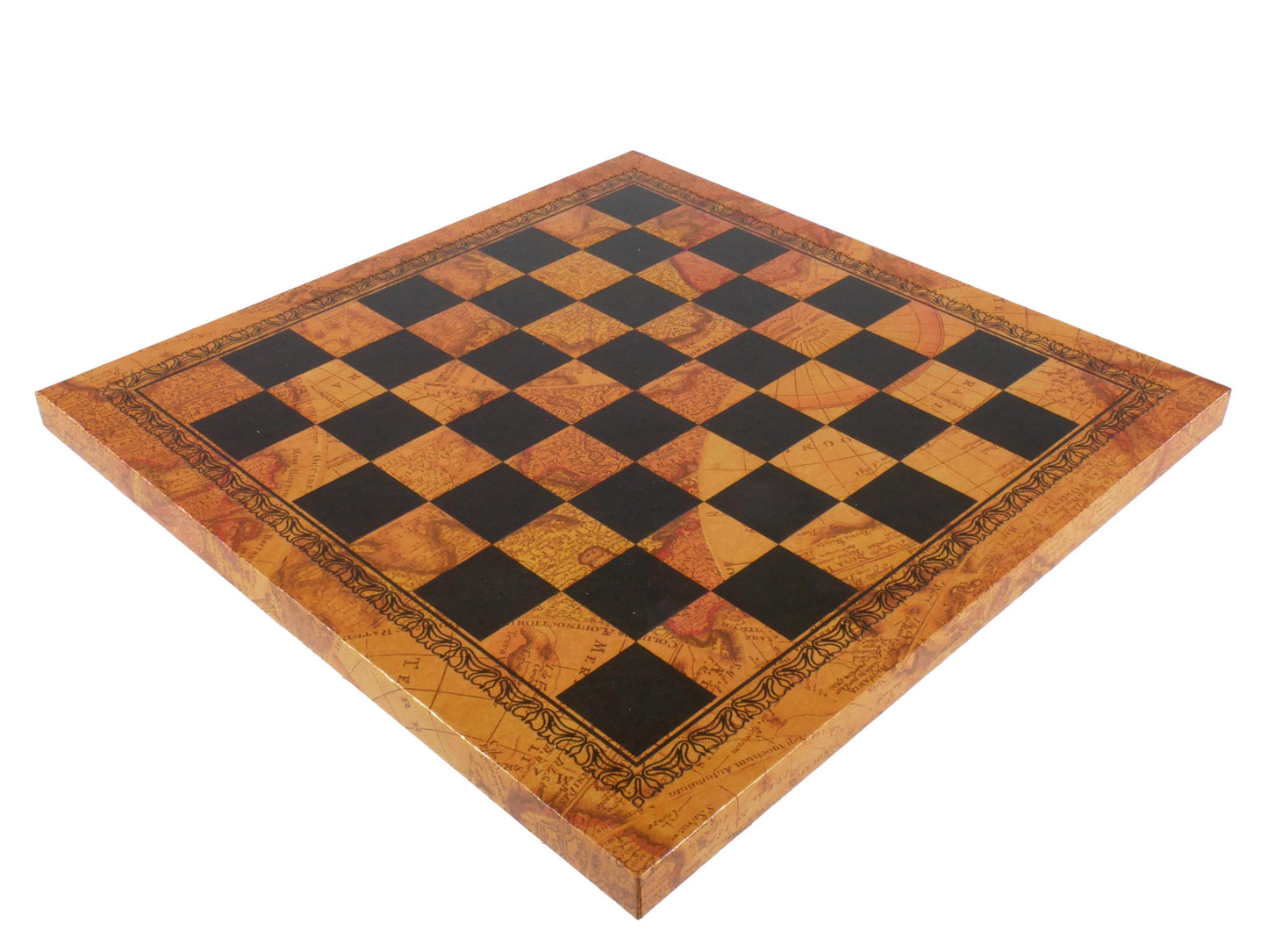 Chess Board - Faux Leather - Old Map Design - 