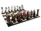 Chess Set - Crusades Resin Chessmen on Black/Maple Maple Chess Board - 
