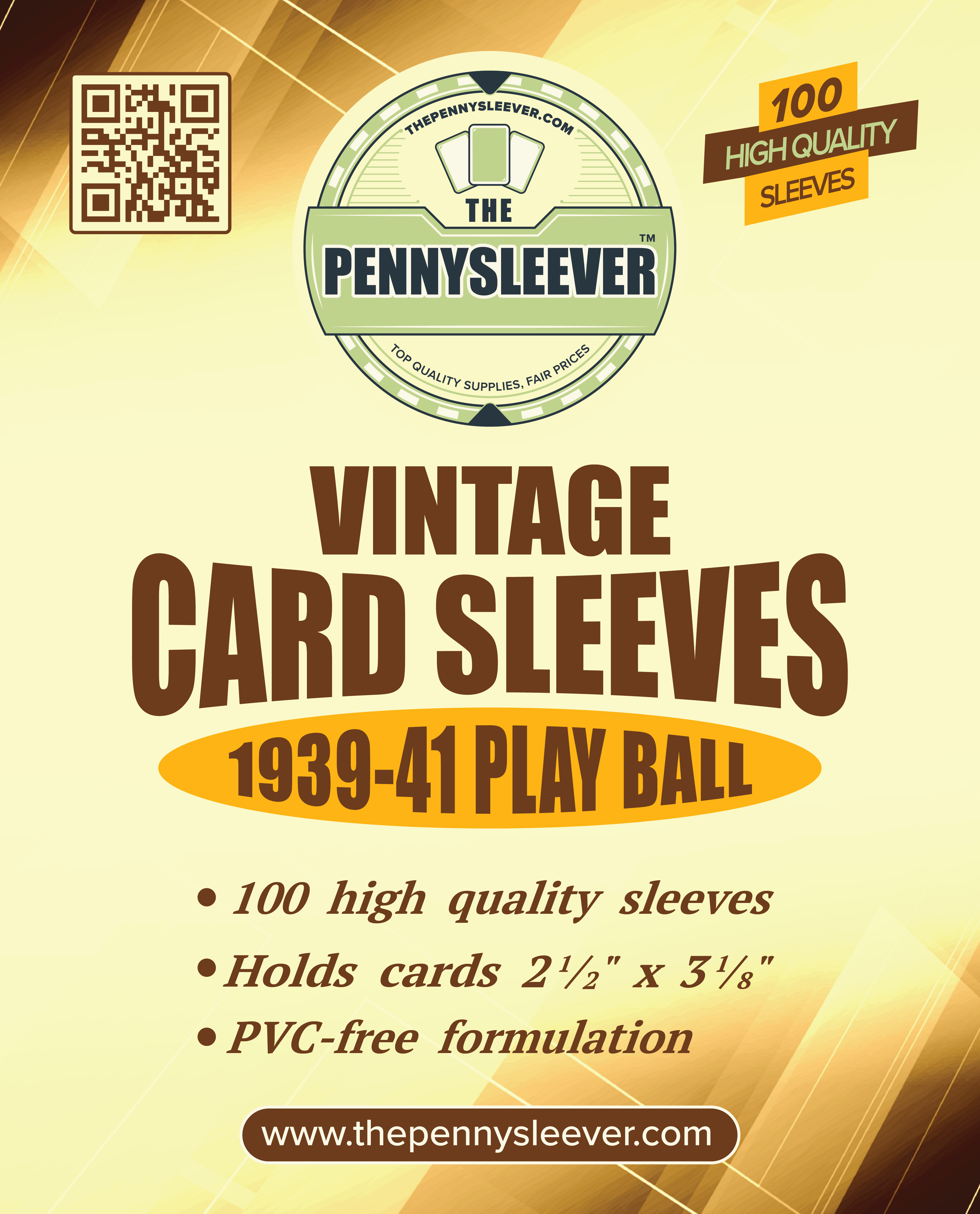 Vintage Card Sleeves Play Ball (100 count)