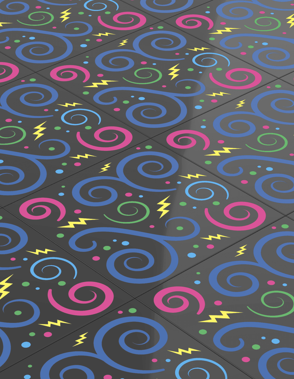 Custom 80's and 90's Arcade Carpet 6x6 Tiles (Swirls) Pack of 10 made with LEGO parts - 