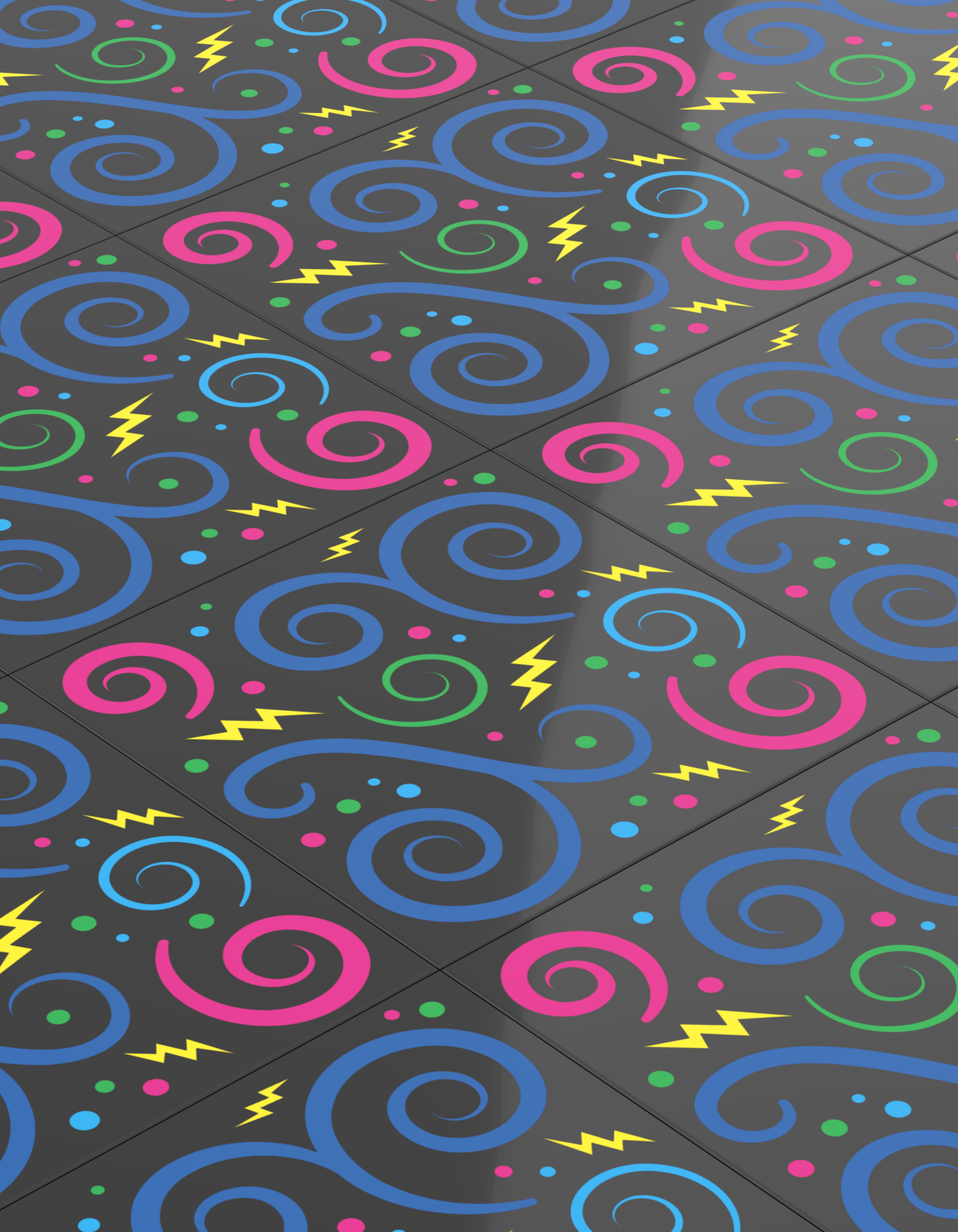 Custom 80's and 90's Arcade Carpet 6x6 Tiles (Swirls) Pack of 10 made with LEGO parts