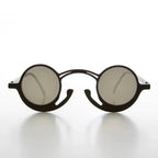 Funky Round Unique Steampunk Sunglasses - Pepe - Matte Black / Color Mirror Lens