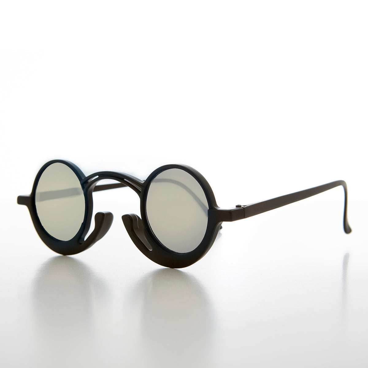 Funky Round Unique Steampunk Sunglasses - Pepe - Tortoise / Orange Mirror