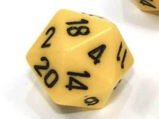 Single d20 Opaque Polyhedral Yellow/black d20 (Sold per die) - 