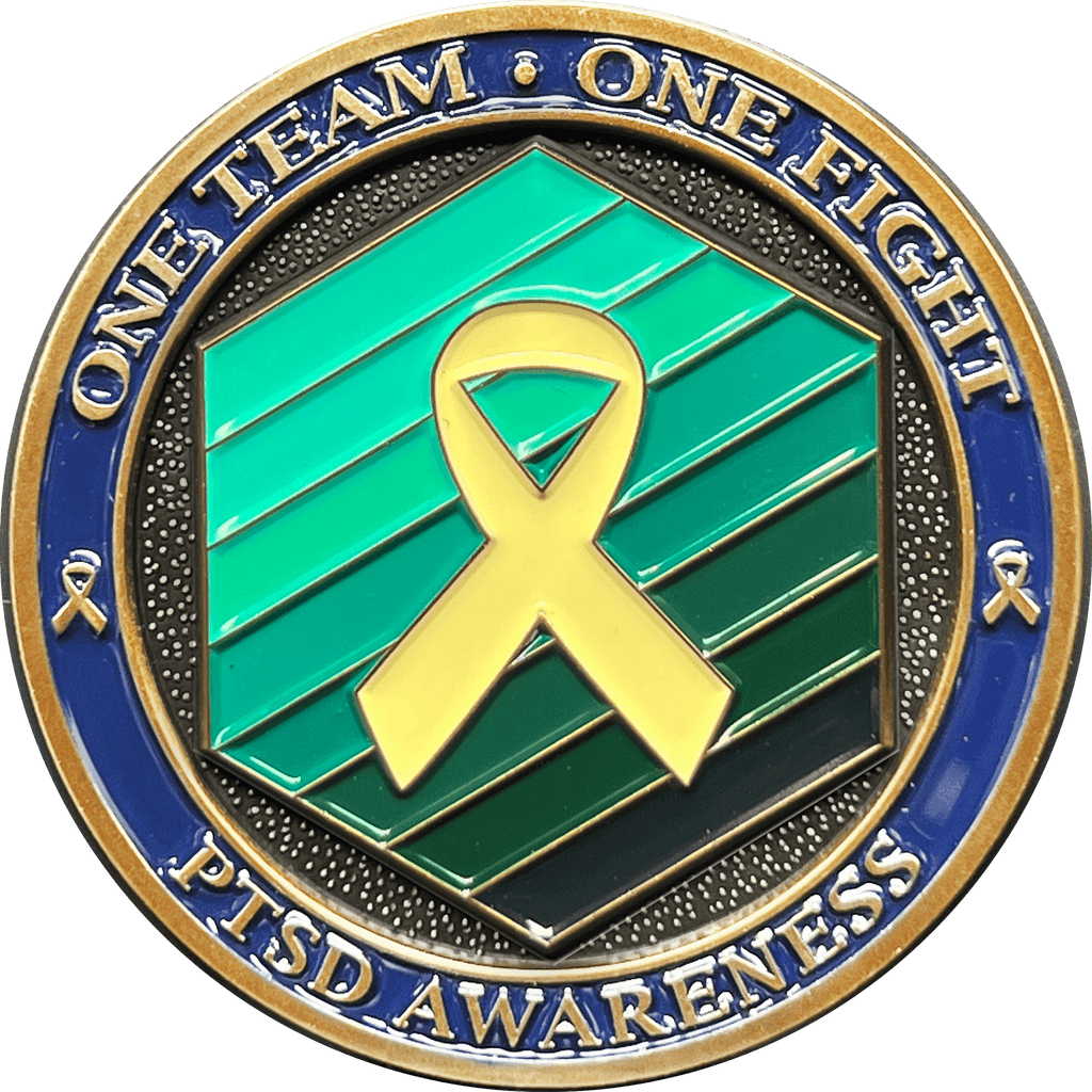 EL11-004 PTSD Awareness Challenge Coin Police Fire 911 Dispatcher EMT Military Border Patrol - 