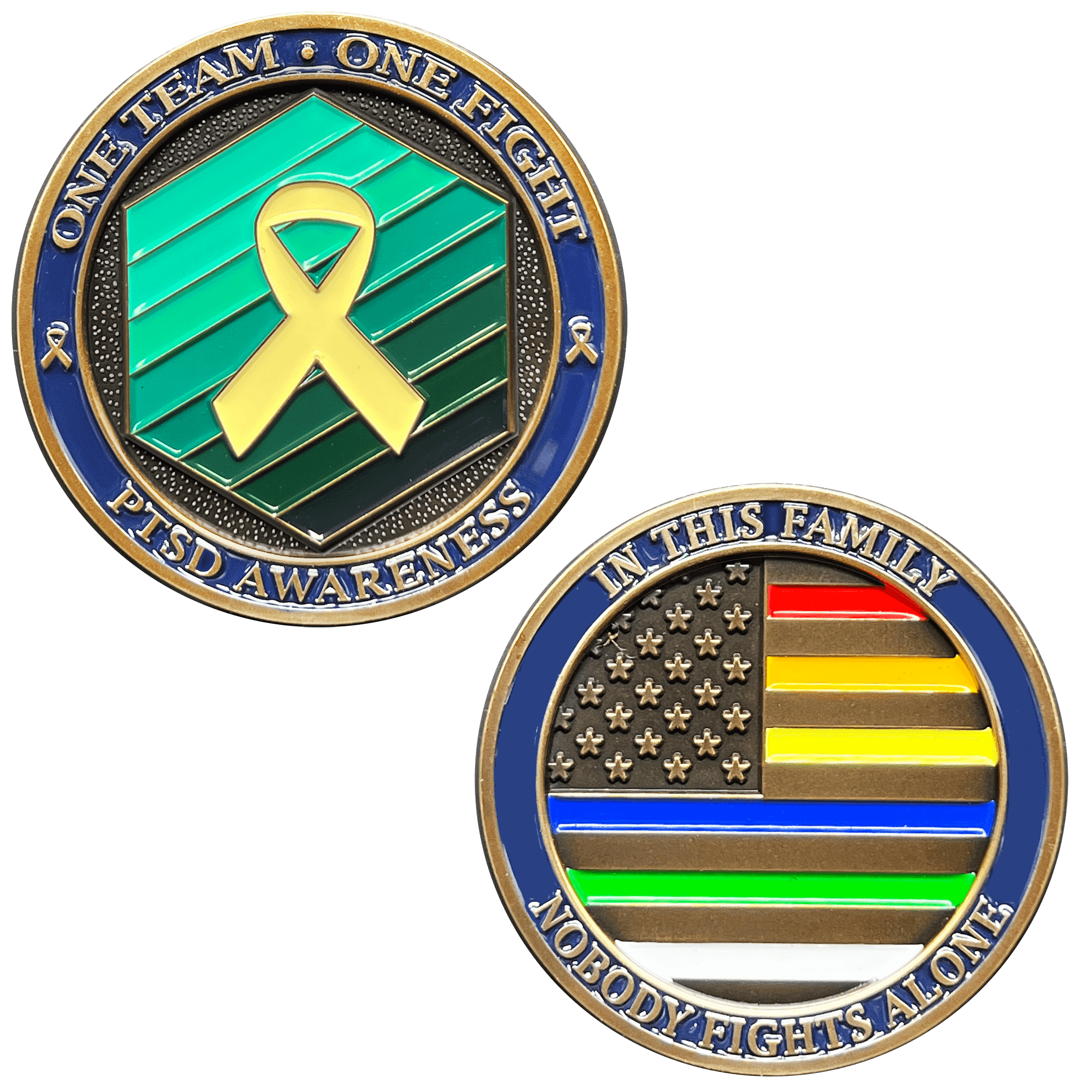 EL11-004 PTSD Awareness Challenge Coin Police Fire 911 Dispatcher EMT Military Border Patrol - 