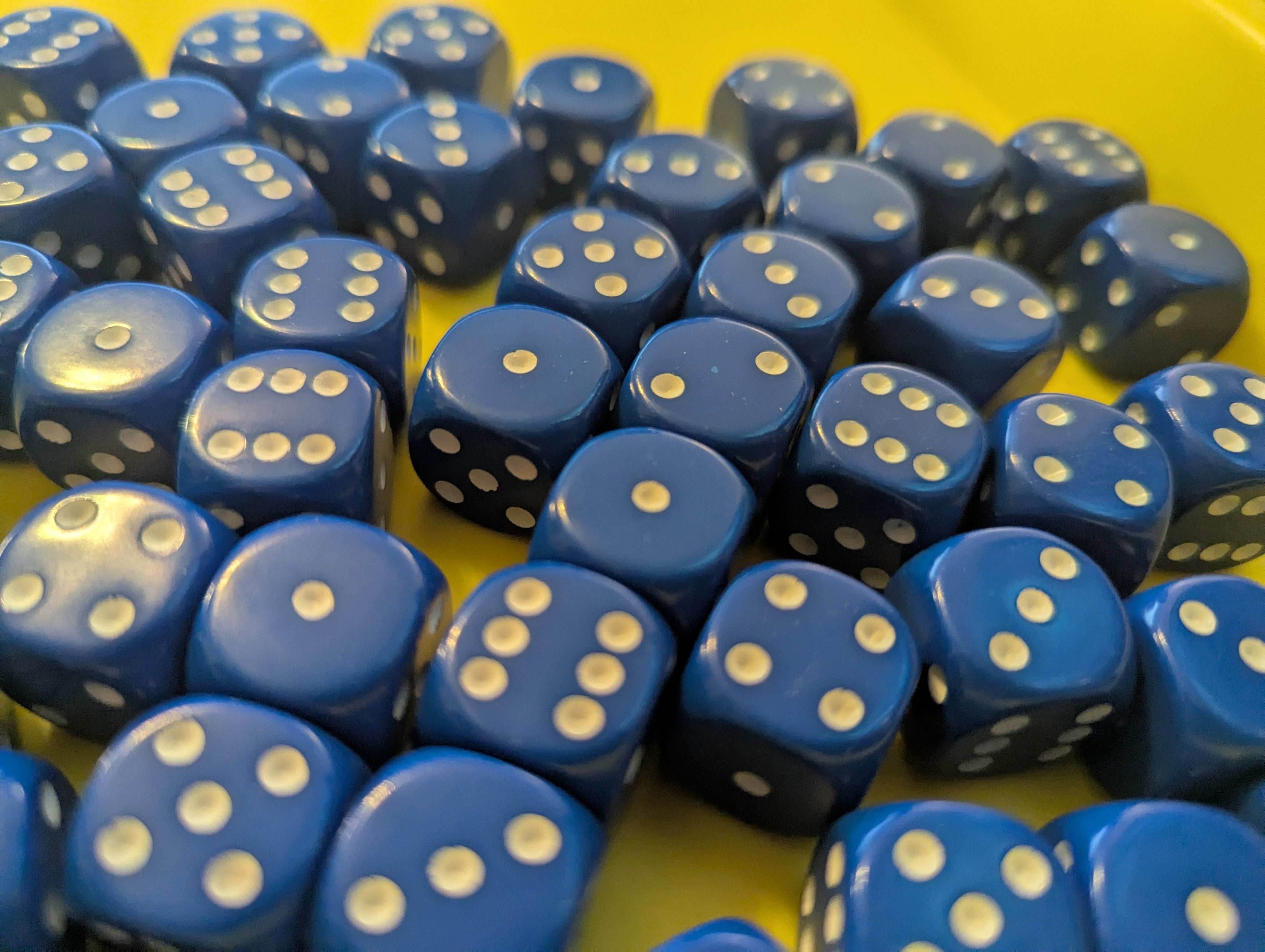 Chessex Opaque 16mm Pipped d6 Standard Dice Collection - Classic Colors - Available Individually - Blue