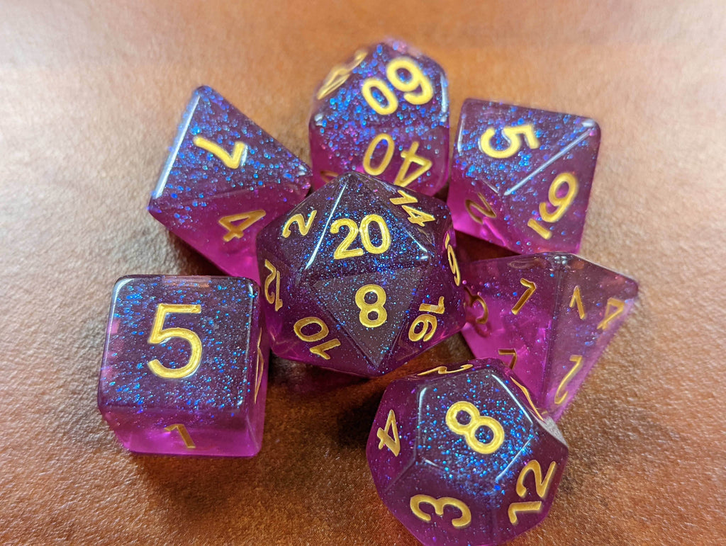 Time Walker | Purple w/Gold Glitter 7-Dice Set RPG Dice Set - 