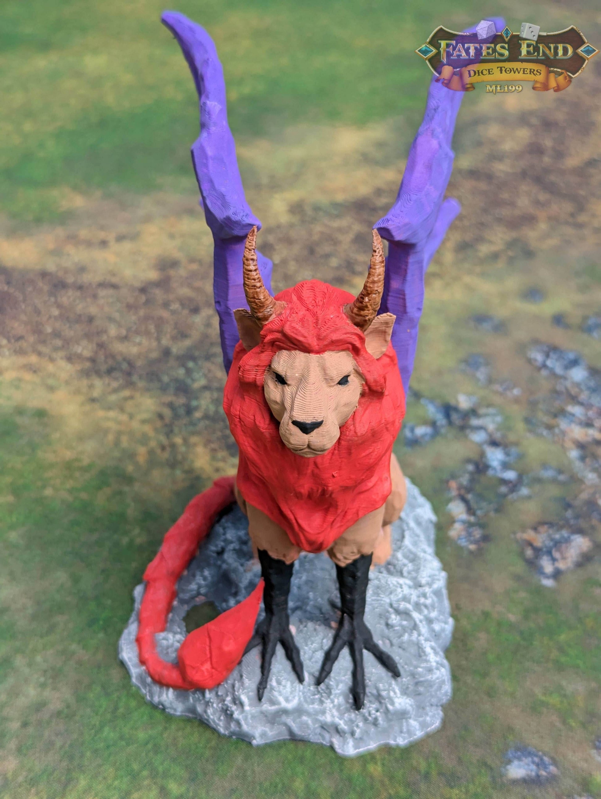 Manticore 3D Printed Dice Tower - Fate's End Collection - Embark on a journey of adventure! - Black / Yes- Include Random Dice Set