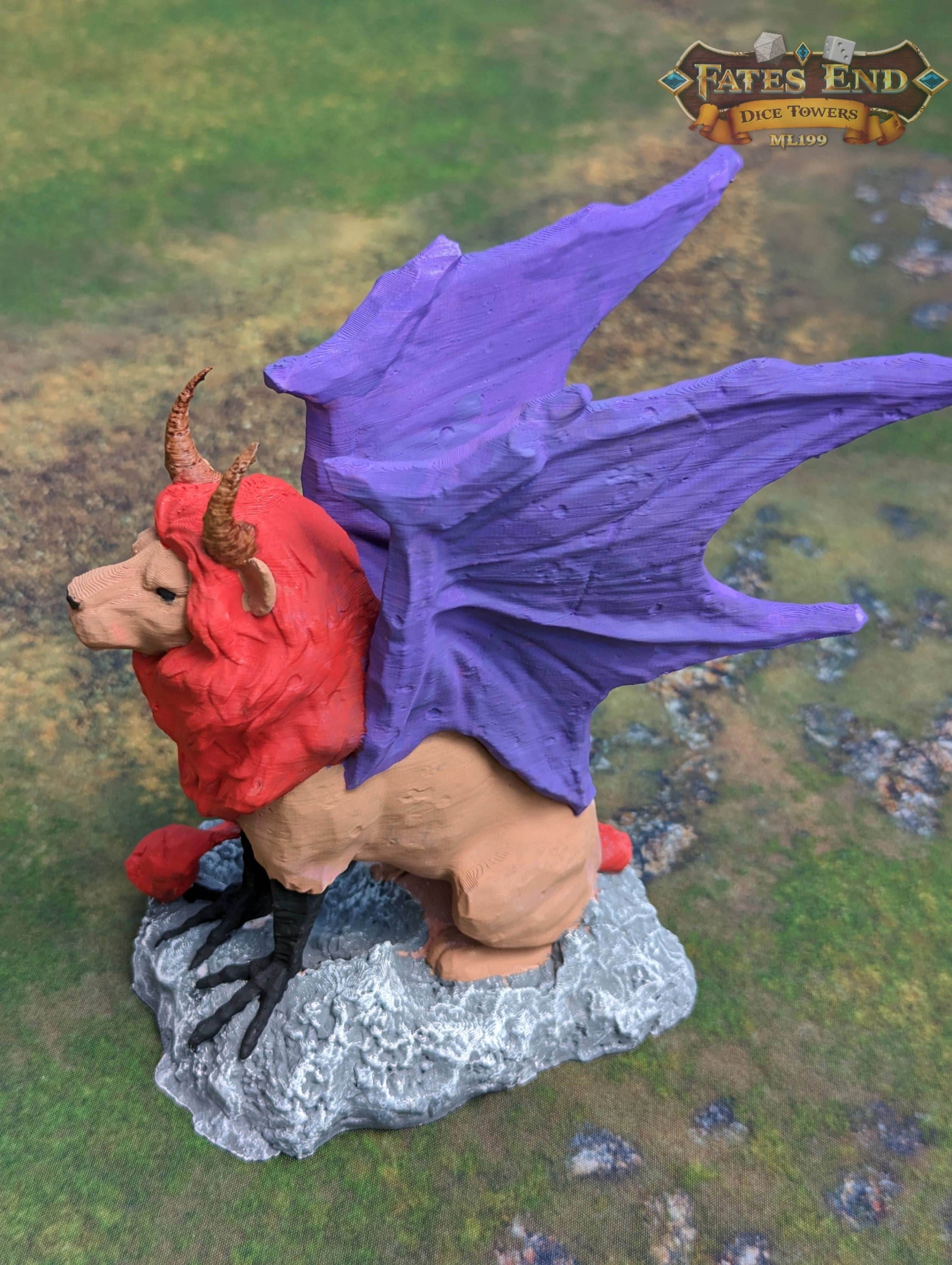 Manticore 3D Printed Dice Tower - Fate's End Collection - Embark on a journey of adventure! - Black / Yes- Include Random Dice Set