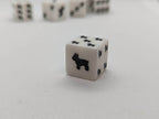 Bulldog Dice Opaque White w/Black Bulldogs 16mm d6 Dice (sold per die) - 