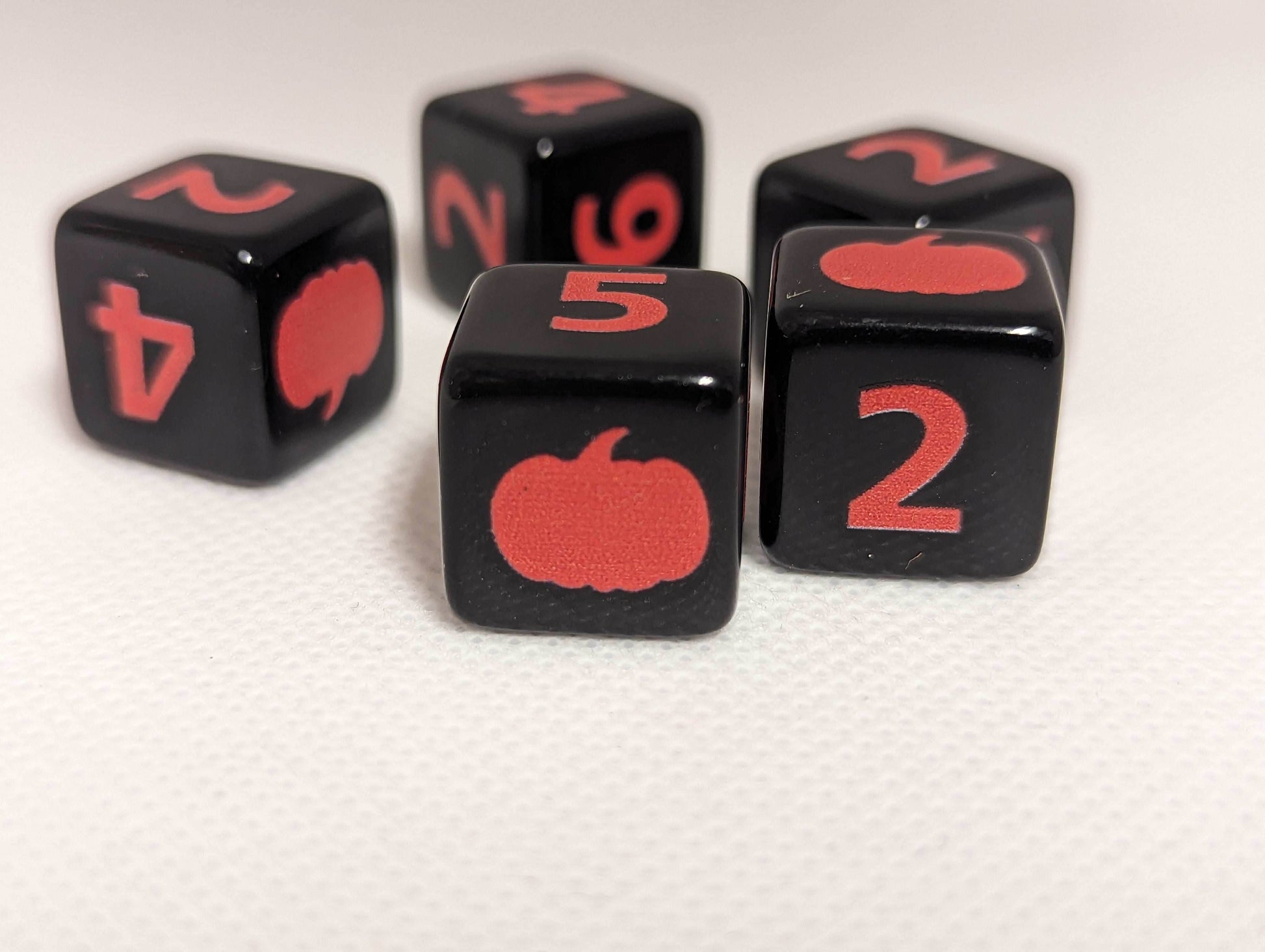 Pumpkin Harvest D6 Dice | Black Dice with Orange Numbers and Pumpkins (sold per die) - 1 Die
