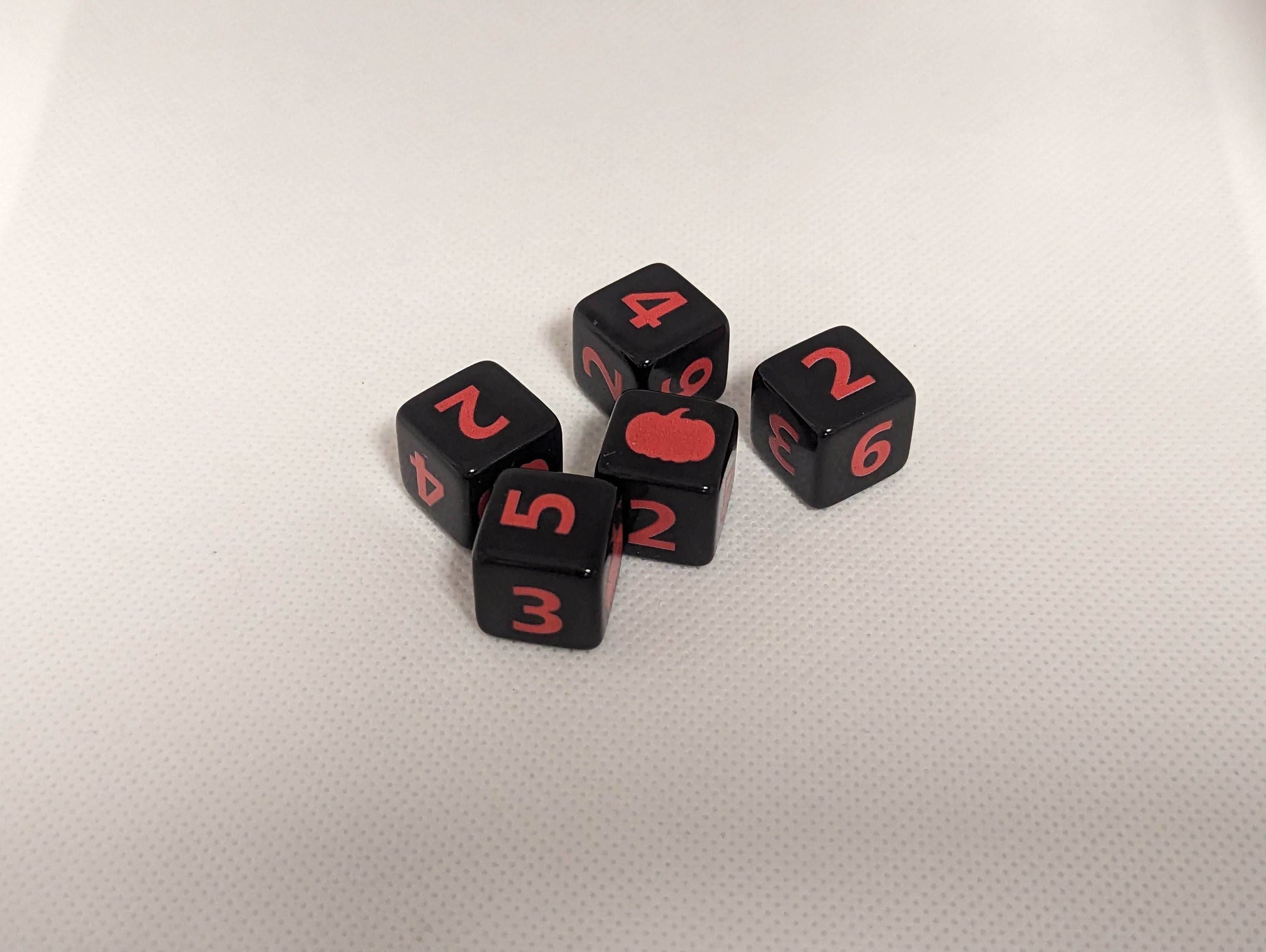 Pumpkin Harvest D6 Dice | Black Dice with Orange Numbers and Pumpkins (sold per die) - 1 Die
