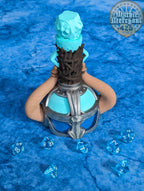 Frost Giant's Strength Potion 3D Printed Dice Jail | RPG Dice Vault | D20 Storage Box | Wargaming - Player Gift - Embrace Icy Power! - Black / Yes- Include Random Dice Set