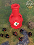 Health Potion 3D Printed Dice Jail | RPG Dice Vault | D20 Storage Box | Player Gift - Guard Dice with Healing Magic! - Black / Yes- Include Random Dice Set
