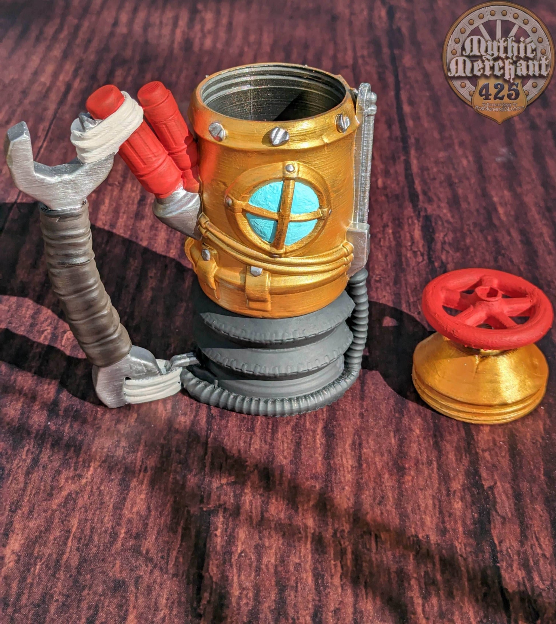 Gadgeteer Steampunk 3D Printed Can Holder | Drink Koozie | Mythic Mugs Collection by Ars Moriendi 3D- Embrace the World of Steampunk! - Black / Non Threaded-No Lid