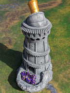 Explorer's Observatory 3D Printed Dice Tower - Mythic Roll - Unchained Games - Gazing into the stars! - Black / Yes- Include Random Dice Set