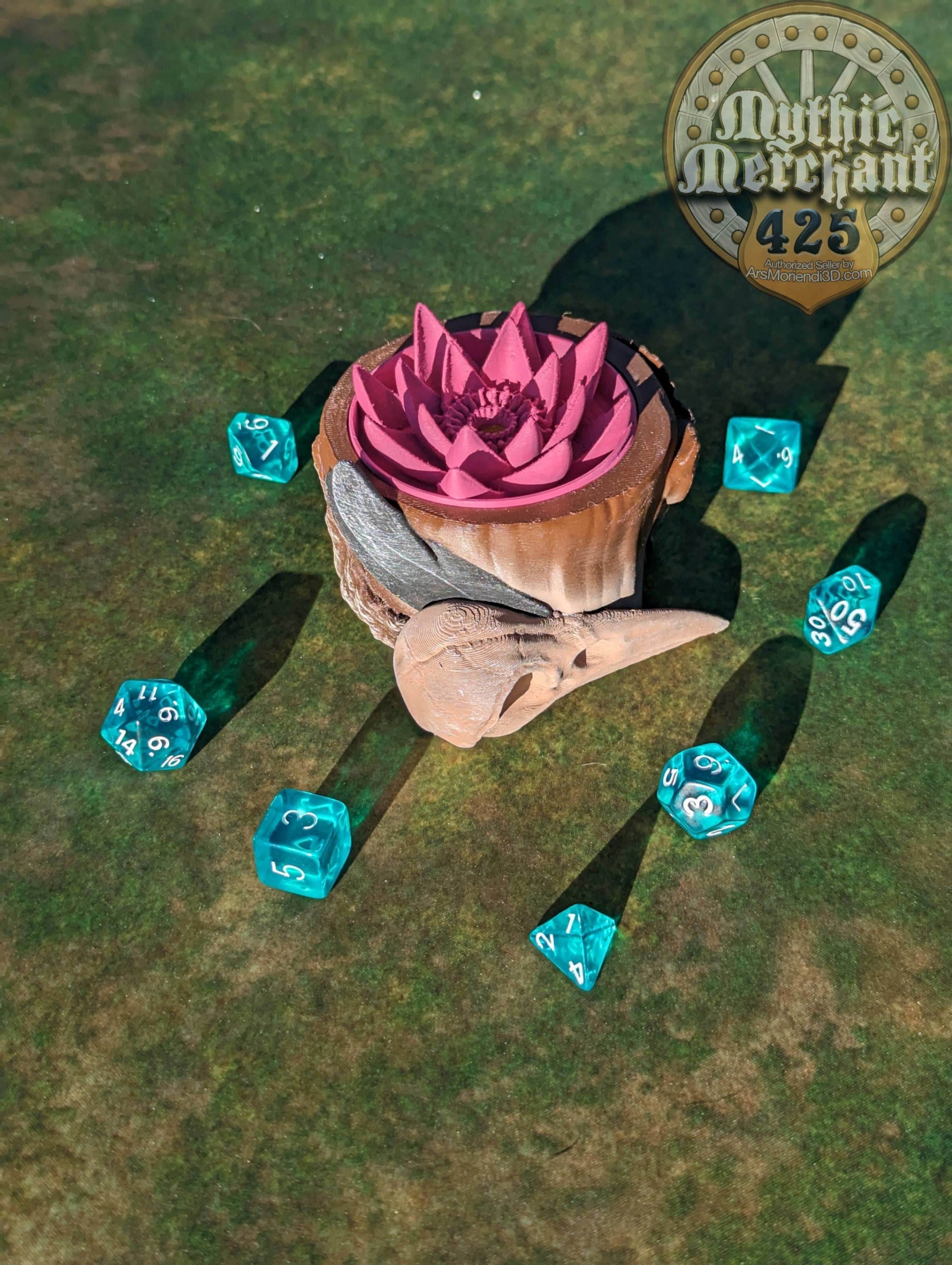 Druid Class 3D Printed Dice Storage Box | Dice Vault | Dice Jail | Tabletop RPG Gaming Cosplay - Dungeons and Dragon DnD D&D Wargaming - Black / Yes- Include Random Dice Set