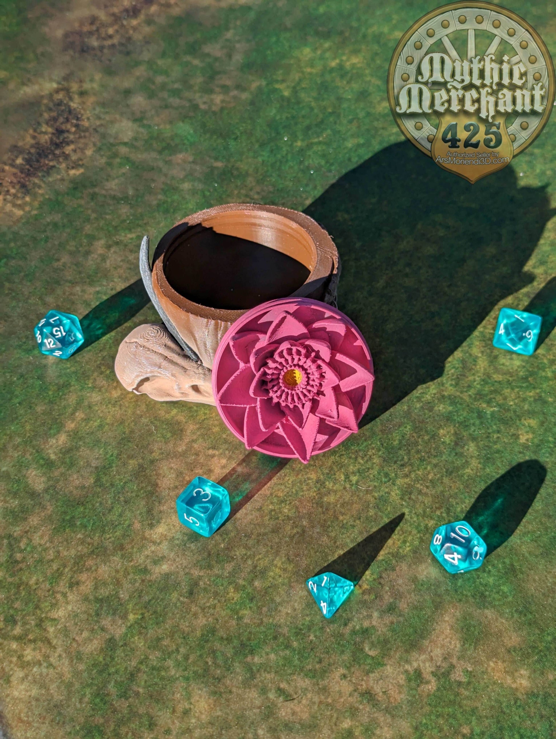 Druid Class 3D Printed Dice Storage Box | Dice Vault | Dice Jail | Tabletop RPG Gaming Cosplay - Dungeons and Dragon DnD D&D Wargaming - Black / Yes- Include Random Dice Set