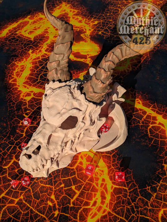 Dragon Skull 3D Printed Dice Tower - Mythic Roll Collection by Unchained Games | Dice Tray | D20 Dice Vault - Unearth Power Within the Skull - Hand Painted / Yes- Include Random Dice Set