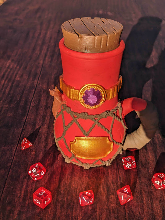 Wizard 3D Printed Mythic Mug Dice Vault & DnD Can Holder- Mythic Mugs- Ars Moriendi 3D - Unlock Arcane Wonders! - Black / Non Threaded-No Lid