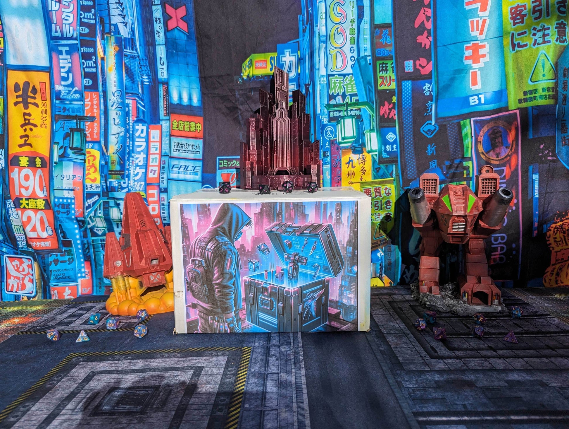 Cyberpunk Nexus Box| Cyberpunk Sci-Fi Mystery Loot Box | Dice Tower | RPG Dice Jail | DnD Can Holder | Player Gifts - Enter the Future! - Hand Painted Items