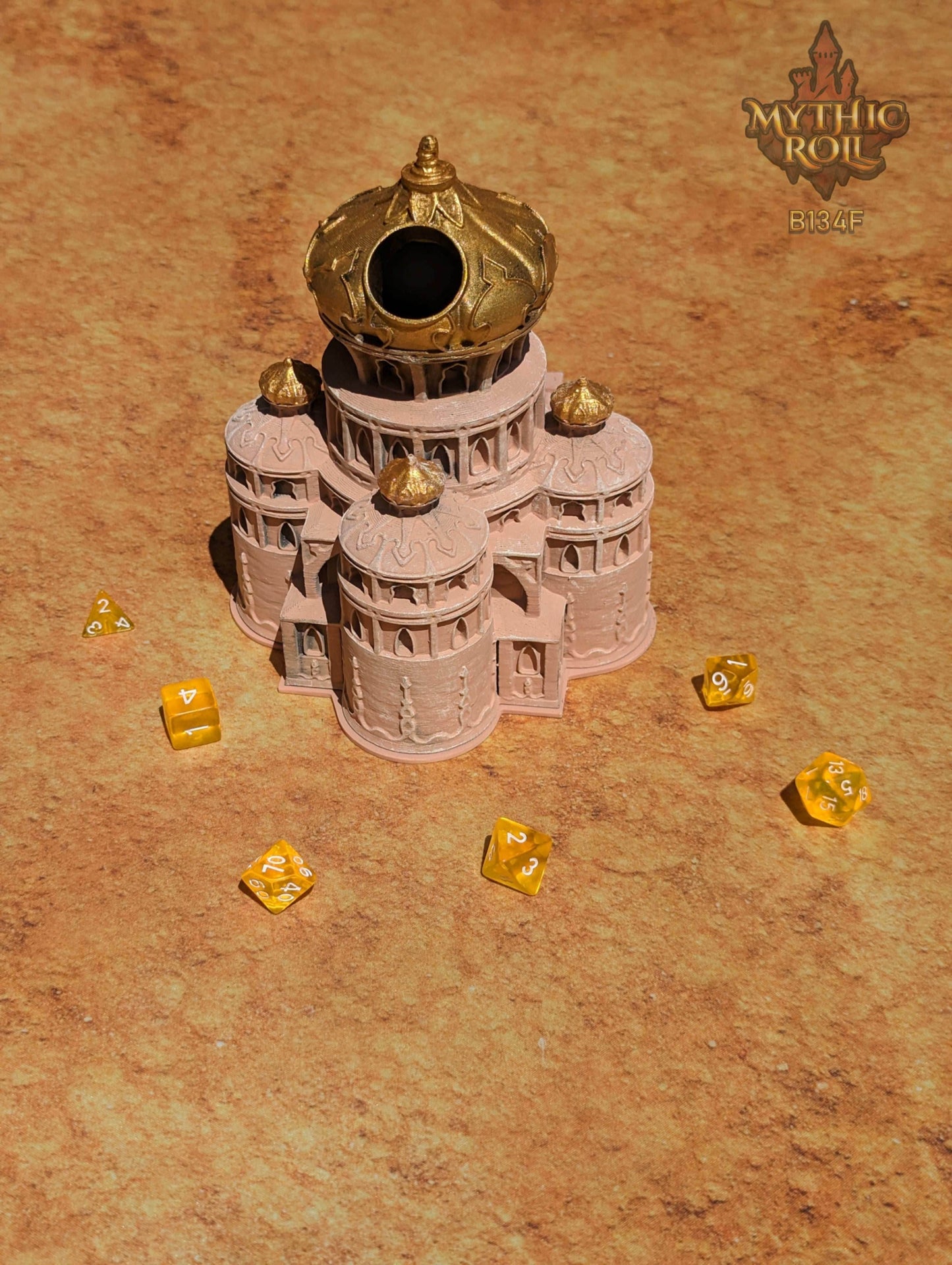 Al Qala 3D Printed Dice Tower by Unchained Games - Mythic Roll - Experience the Desert Warrior's Enigmatic Echoes with each roll! - Black / Yes- Include Random Dice Set