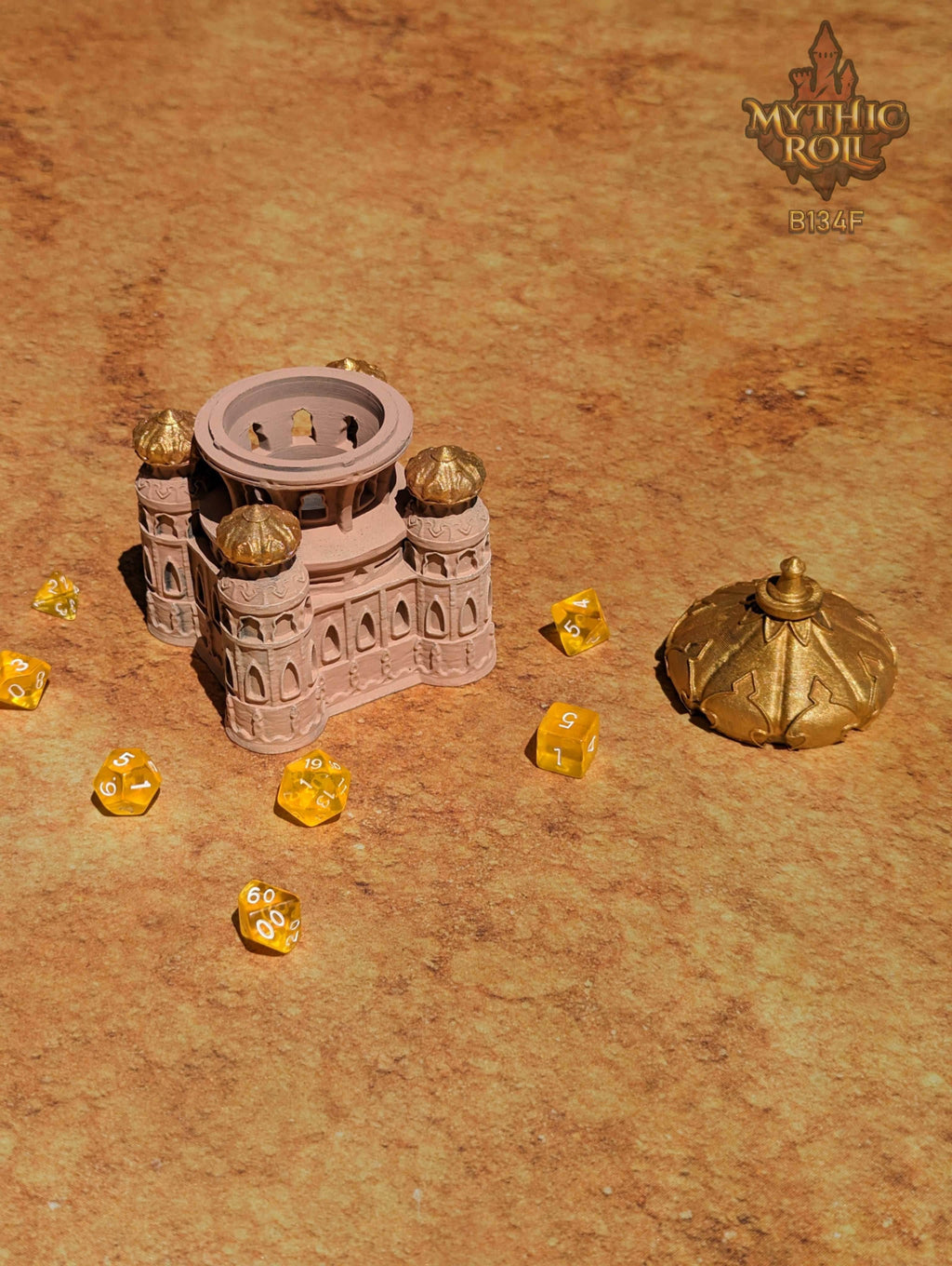 Dar as Salaam 3D Printed Dice Jail | RPG Dice Vault | D20 Box | Mythic Roll Collection - Guard Your Dice with the Mystique of Ancient Sands. - Black / Yes- Include Random Dice Set