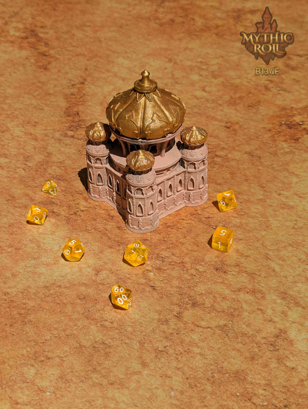 Dar as Salaam 3D Printed Dice Jail | RPG Dice Vault | D20 Box | Mythic Roll Collection - Guard Your Dice with the Mystique of Ancient Sands. - Black / Yes- Include Random Dice Set