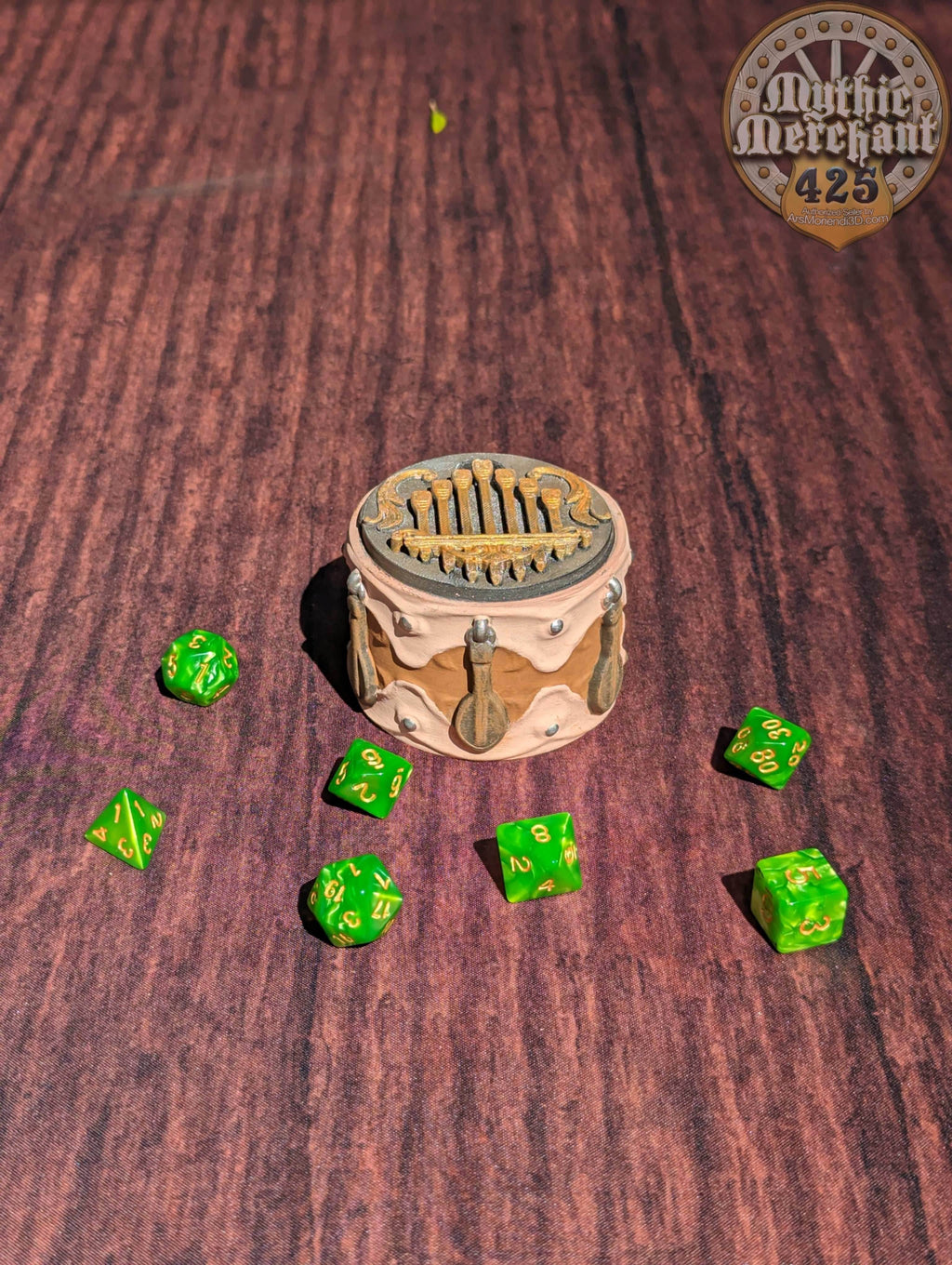 Bard Class 3D Printed Dice Jail | Table Coaster | D20 Dice Vault | DnD Player Gift | Mythic Mugs by Ars Moriendi 3D- Compose an Adventure! - Black / Yes- Include Random Dice Set