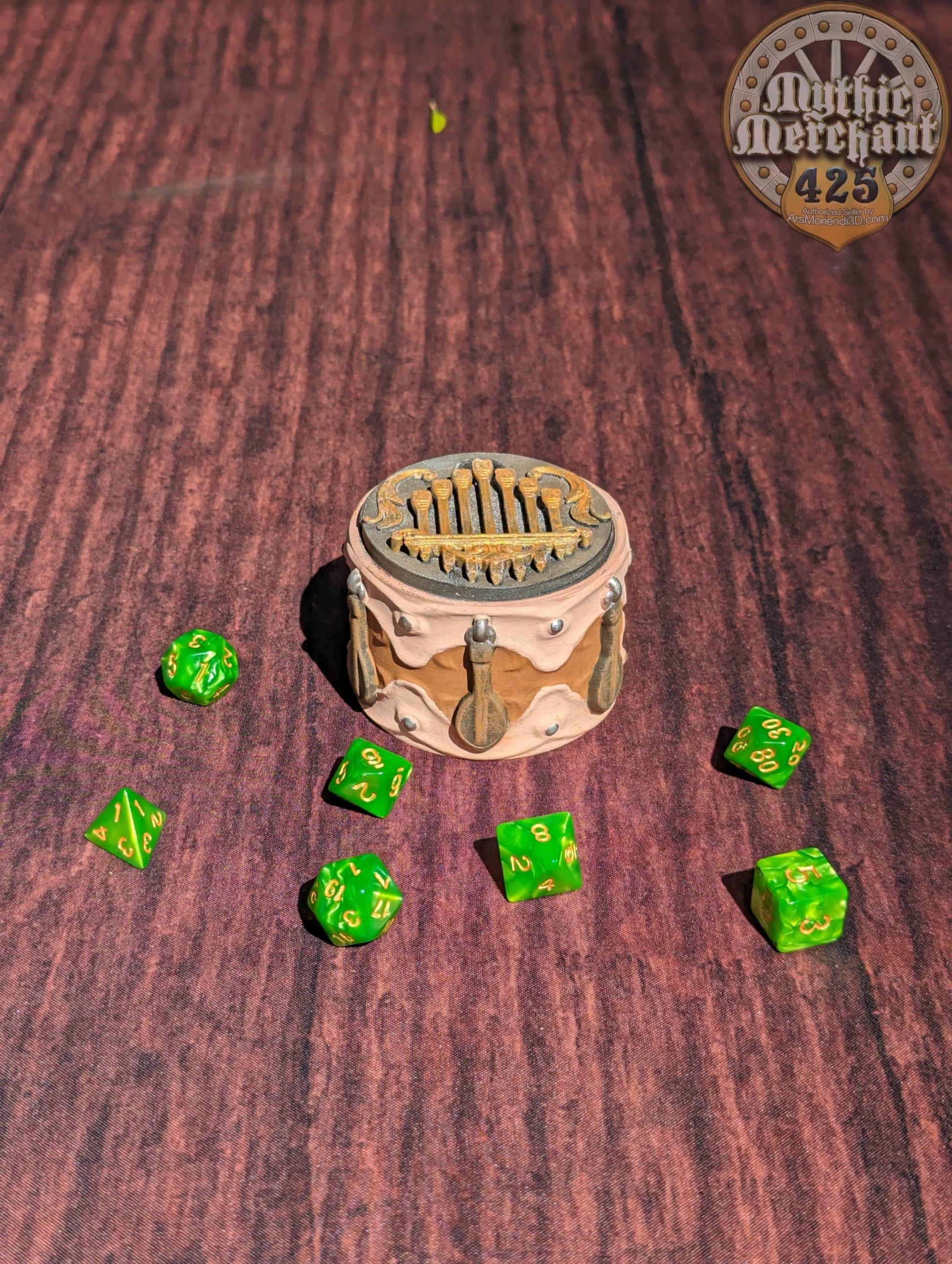 Bard Class 3D Printed Dice Jail | Table Coaster | D20 Dice Vault | DnD Player Gift | Mythic Mugs by Ars Moriendi 3D- Compose an Adventure! - Black / Yes- Include Random Dice Set