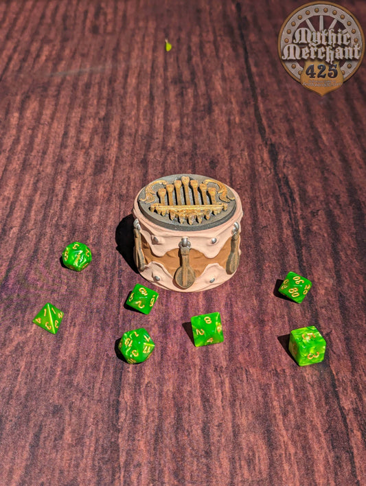 Bard Class 3D Printed Dice Jail | Table Coaster | D20 Dice Vault | DnD Player Gift | Mythic Mugs by Ars Moriendi 3D- Compose an Adventure! - Black / Yes- Include Random Dice Set