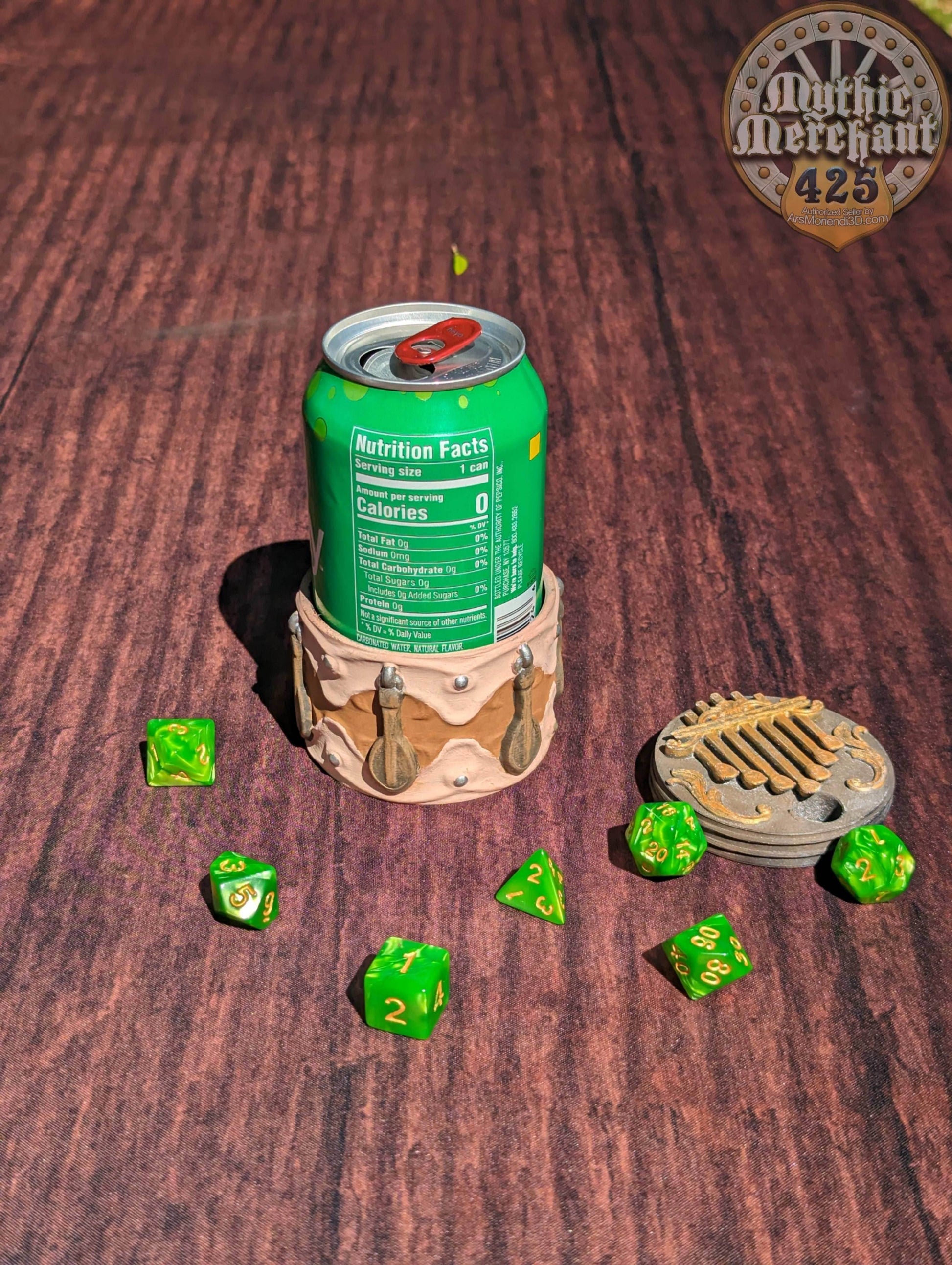Bard Class 3D Printed Dice Jail | Table Coaster | D20 Dice Vault | DnD Player Gift | Mythic Mugs by Ars Moriendi 3D- Compose an Adventure! - Black / Yes- Include Random Dice Set